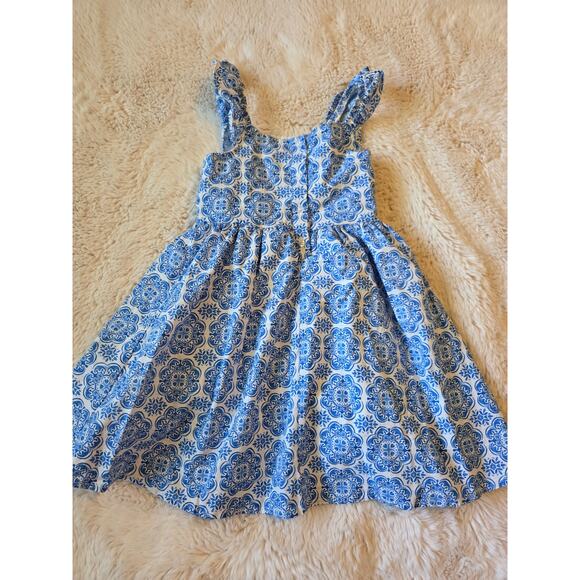 Paisley Lane Blue and White Ruffled Sleeveless Dress size 7 - Picture 2 of 7